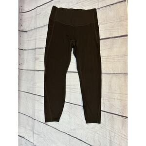 Halara Brown Cropped Workout Leggings Size Large with Side Pockets